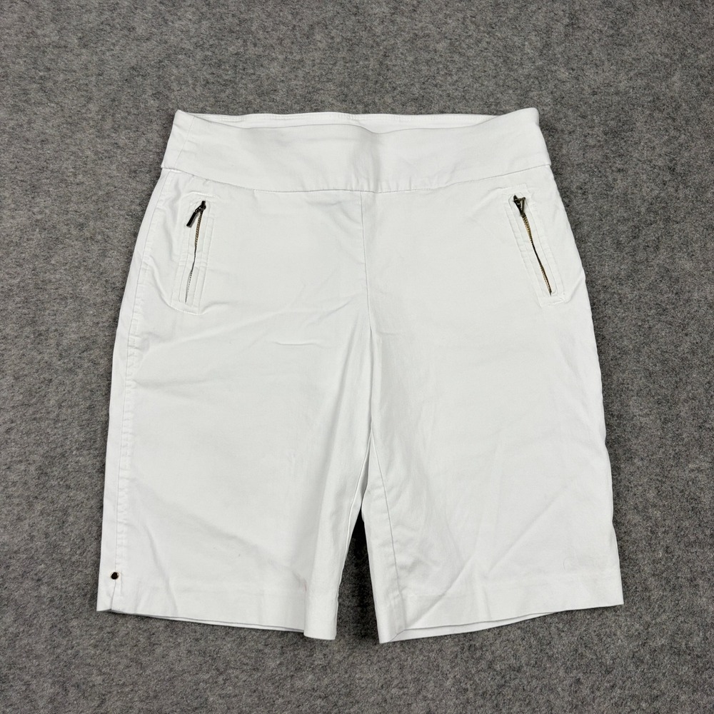 ATTYRE Shorts Womens 10P White Bermuda‎ Stretch Pull On 1229376